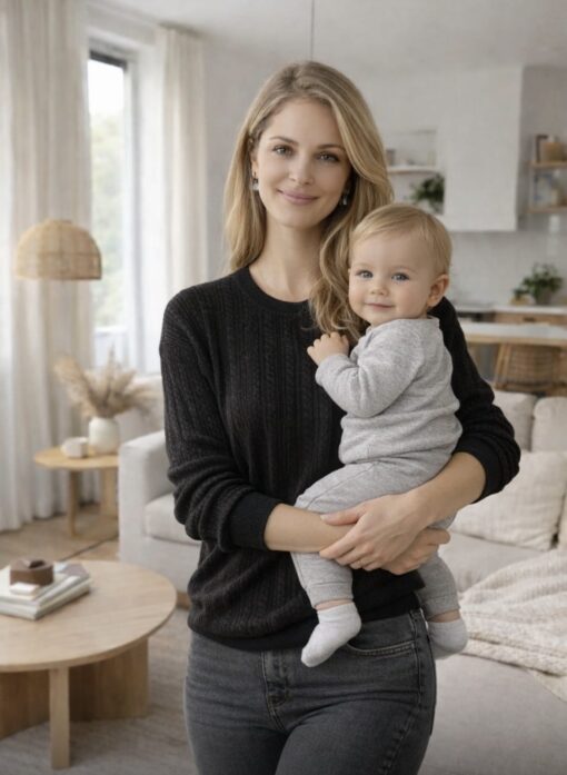 Pull d'allaitement NOTHING ELSE BUT BLACK en mailles tressées